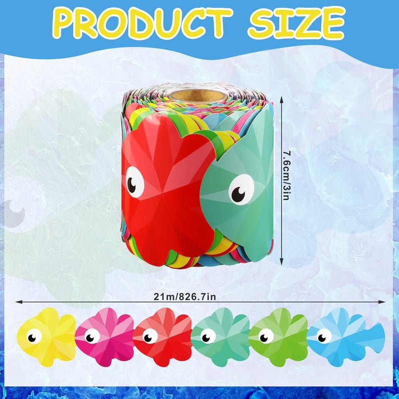 Panelee 3D Colorful Fish Border 68.9 Feet Ocean Bulletin Board Border Butterflies Flowers Bee Space Inspirational Cute Decor for Classroom Bulletin Boards Chalkboard Wall Decor - Image 2